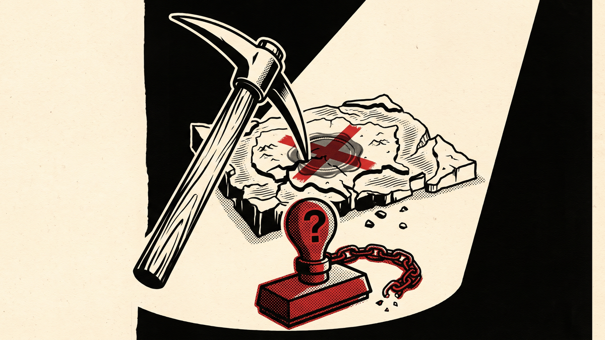 Burn The Playbook editorial art for The Government Rarely Checks Who Mines Your Land