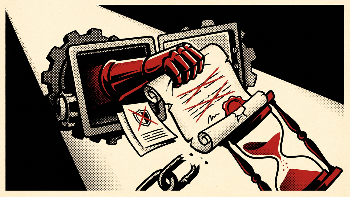 Burn The Playbook editorial art for They Signed Three Rules in One Day. You Have 61 Days.